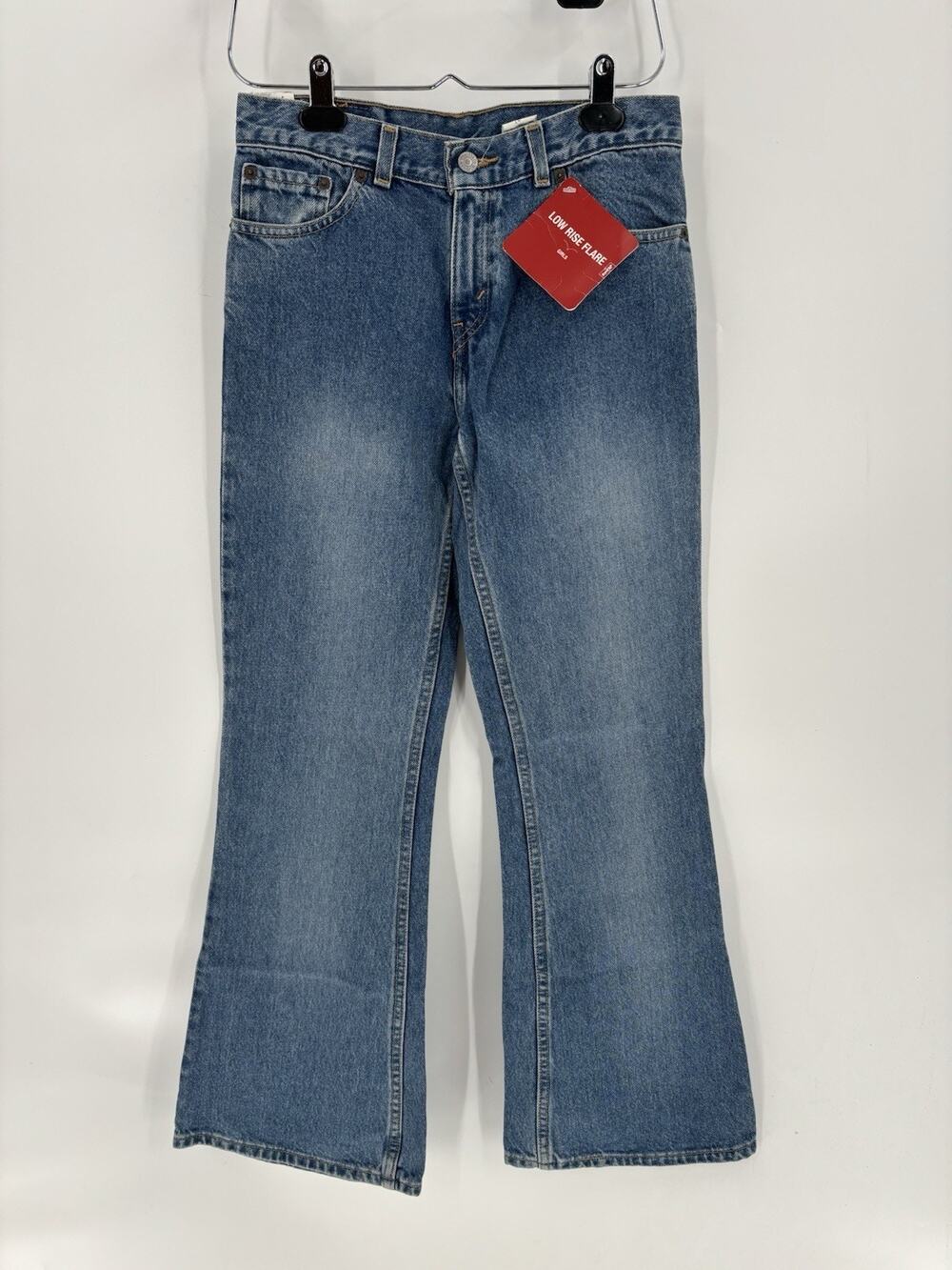 NWT Levis 514 Jeans Girls 16 Blue Flare Leg High Rise 100% Cotton Y2K Washed